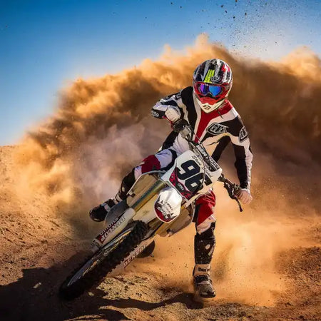 Dirt bike rider in action.