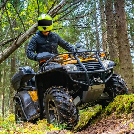 Yellow all-terrain vehicle.