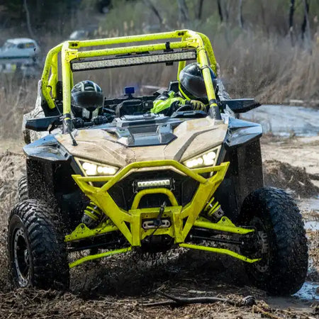 Yellow and black off-road vehicle.